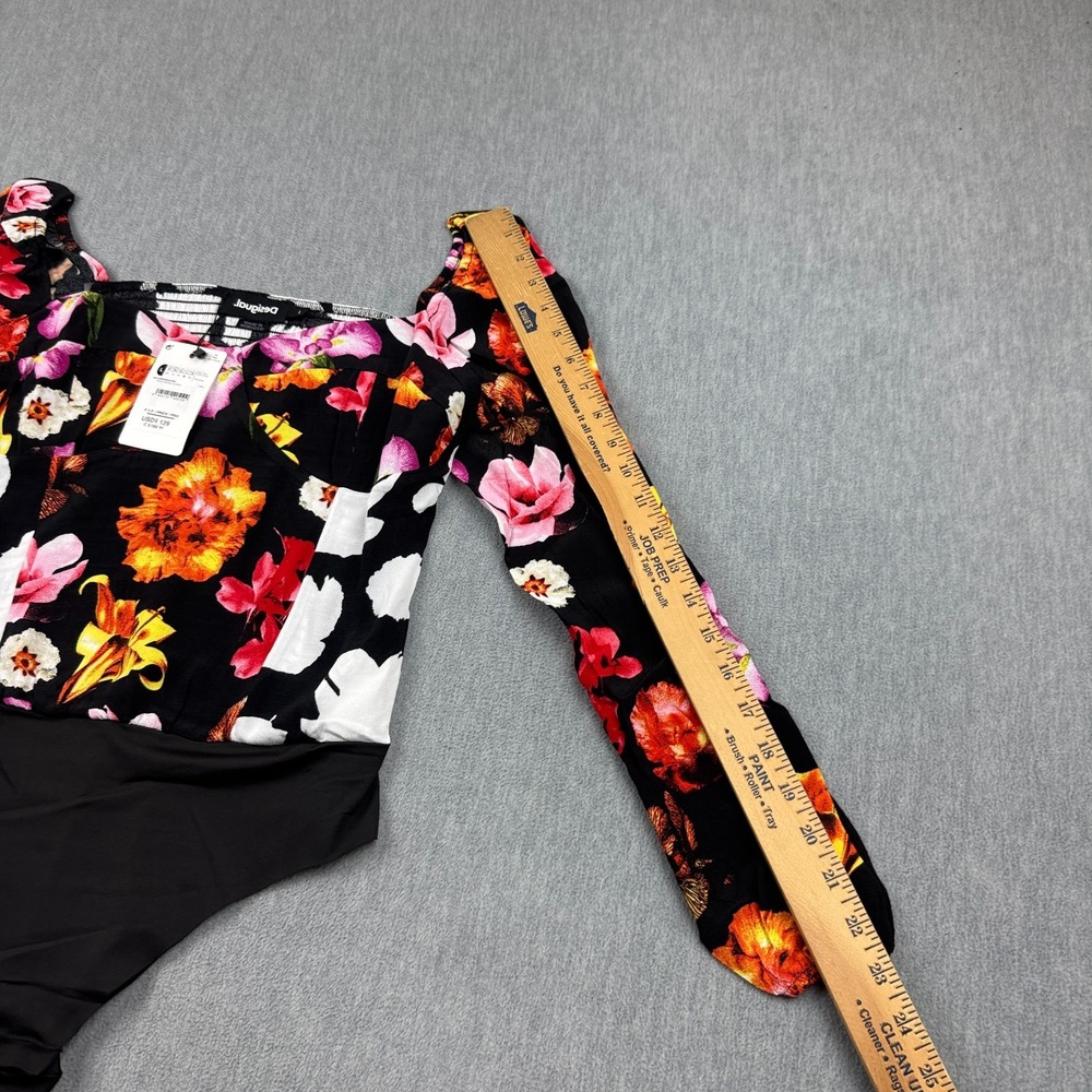 Desigual Bodysuit Womens Large Black M. Christian Lacroix Floral Long Sleeve NWT - Picture 8 of 11